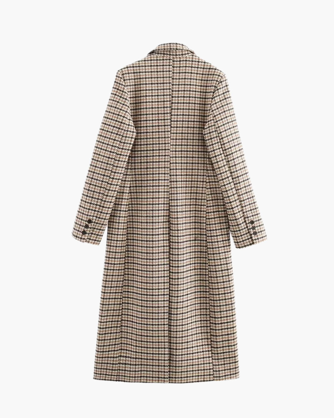 Geruite Wollen Elegante Lange Jas voor Dames