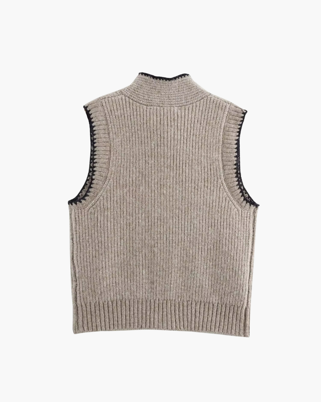 Chic Mouwloos Gebreid Vest met Knoopsluiting en Vlinderkraag voor Dames