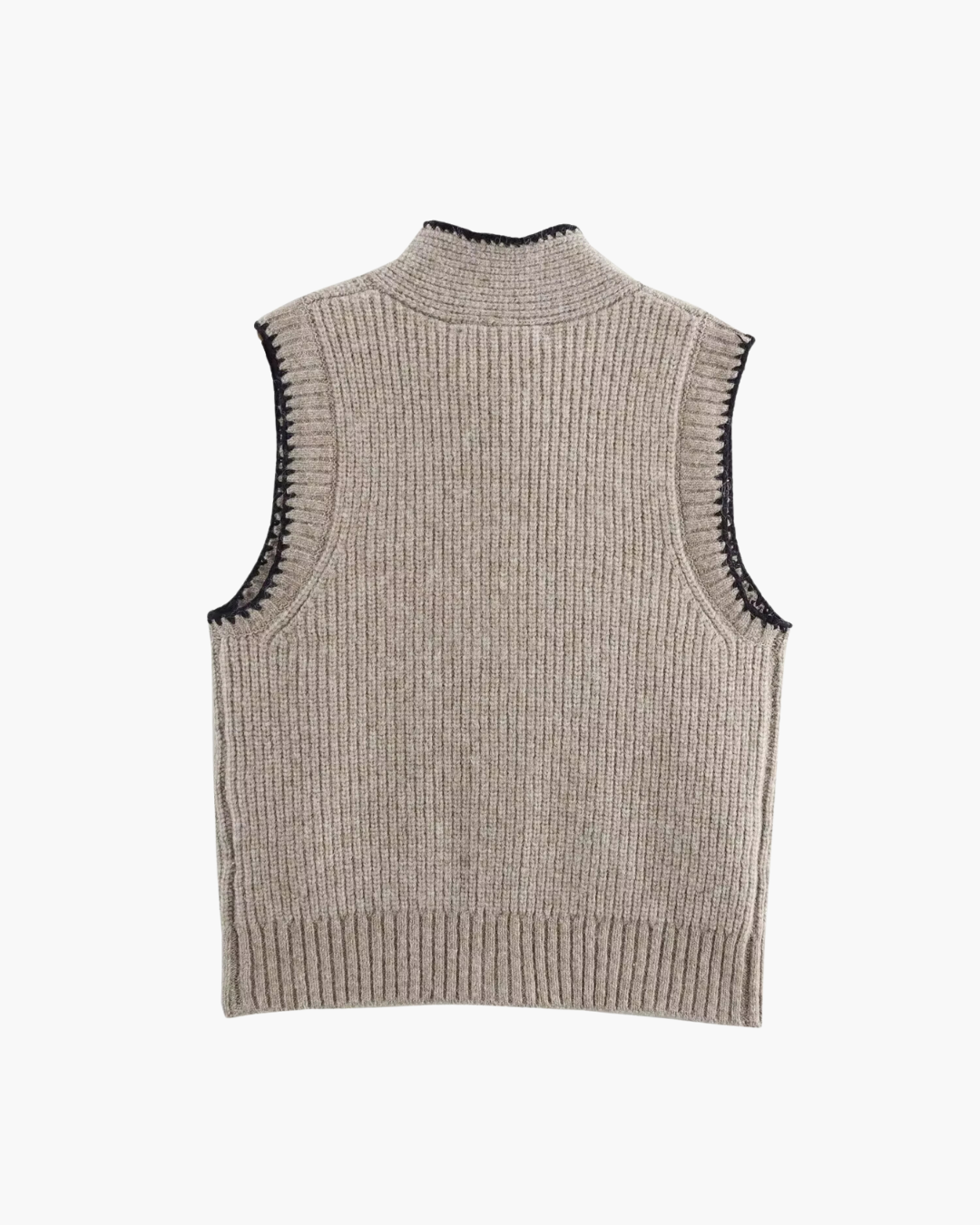 Chic Mouwloos Gebreid Vest met Knoopsluiting en Vlinderkraag voor Dames