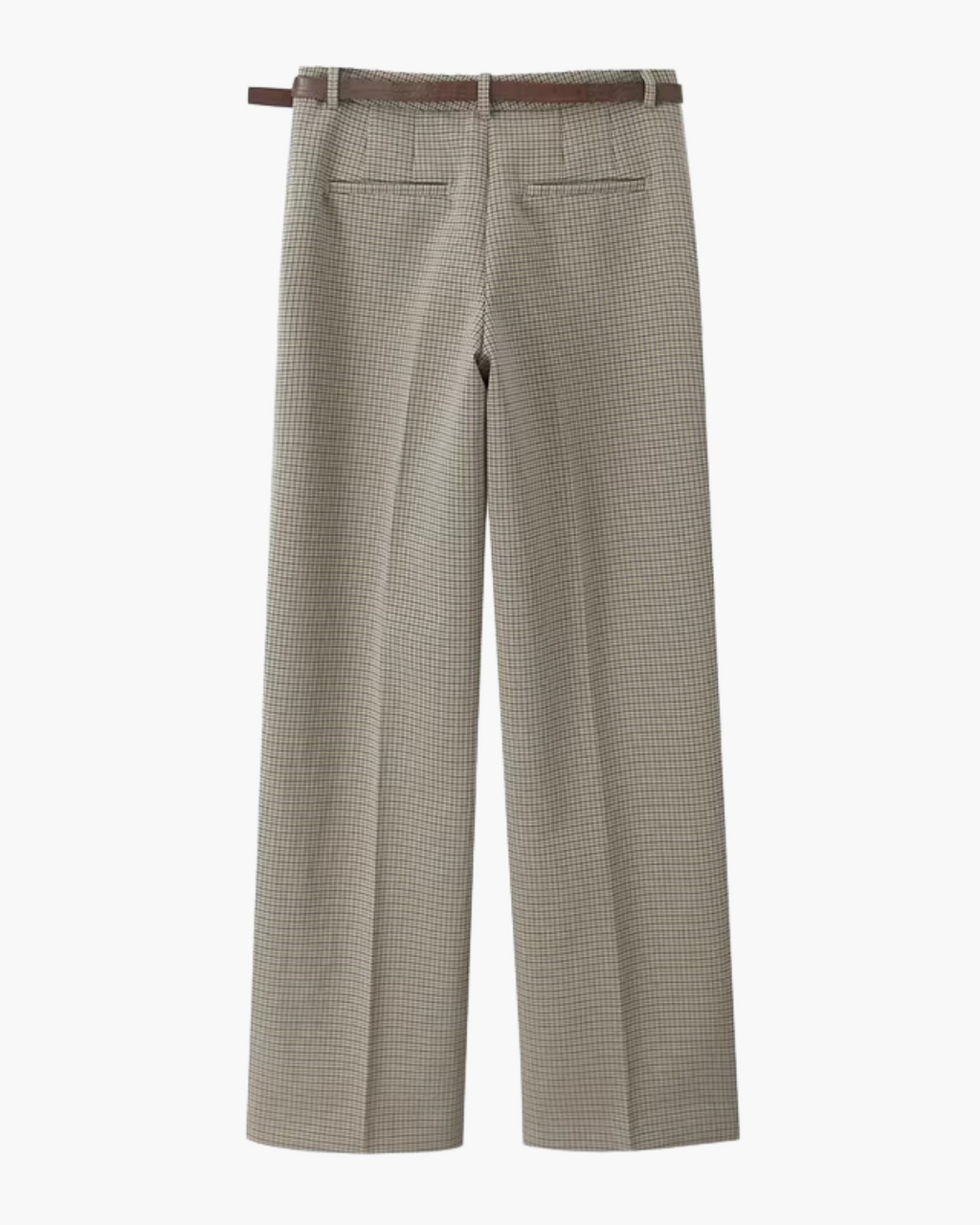 Geruite Hoge Taille Pantalon met Rechte Pijpen en Bijpassende Riem voor Dames