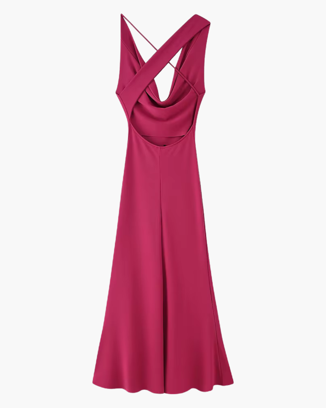 Lange Mouwloze Jurk Asymmetrisch en Rugloos voor Dames