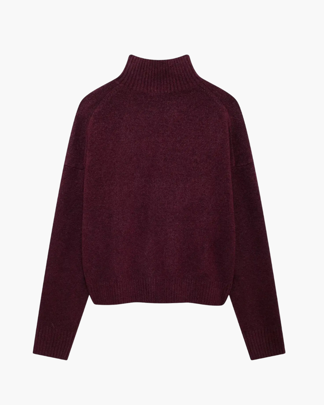 Vintage Bordeaux Gebreide Trui met Lange Mouwen voor Dames