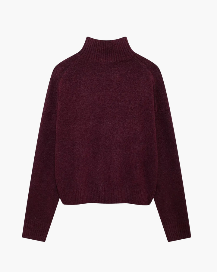 Vintage Bordeaux Gebreide Trui met Lange Mouwen voor Dames
