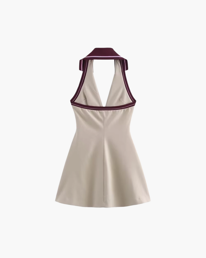 Patchwork Mini Beige Jurk voor Dames