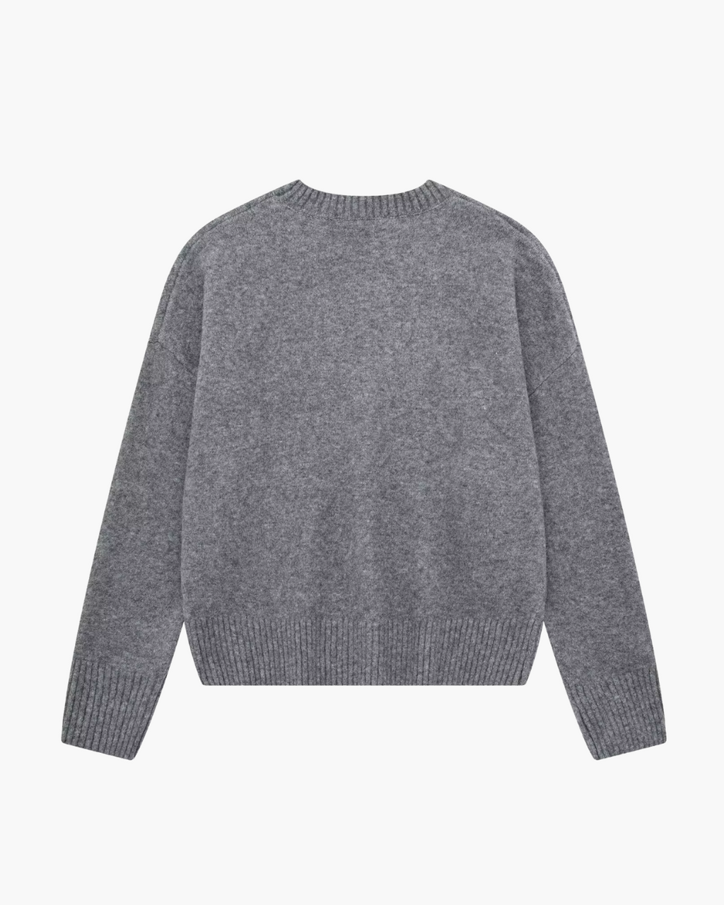 Oversized Gebreide Trui Dames – Grijze O-hals Jumper met Lange Mouw