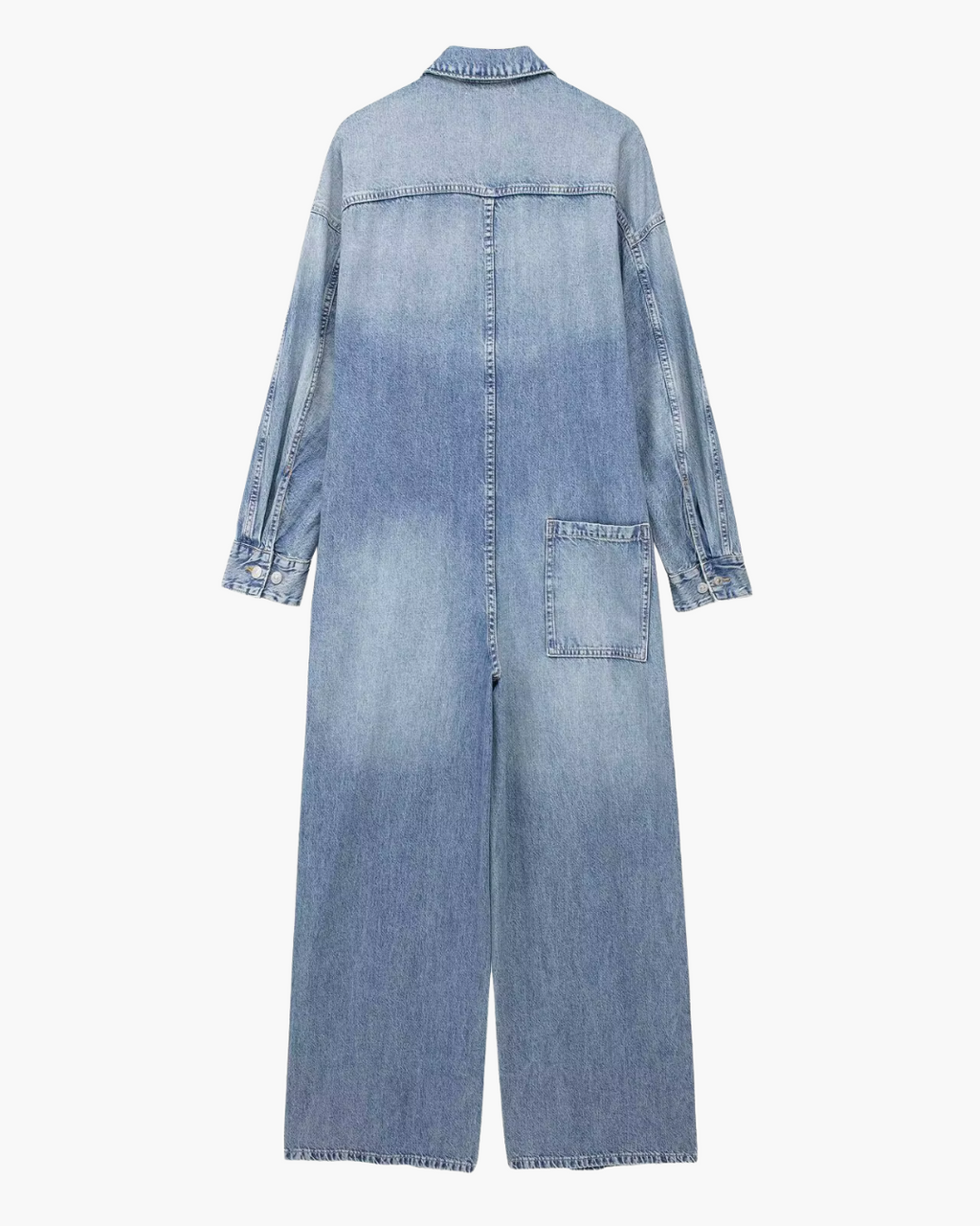 Vintage Denim Jumpsuit met Lange Mouwen en Knopen voor Dames