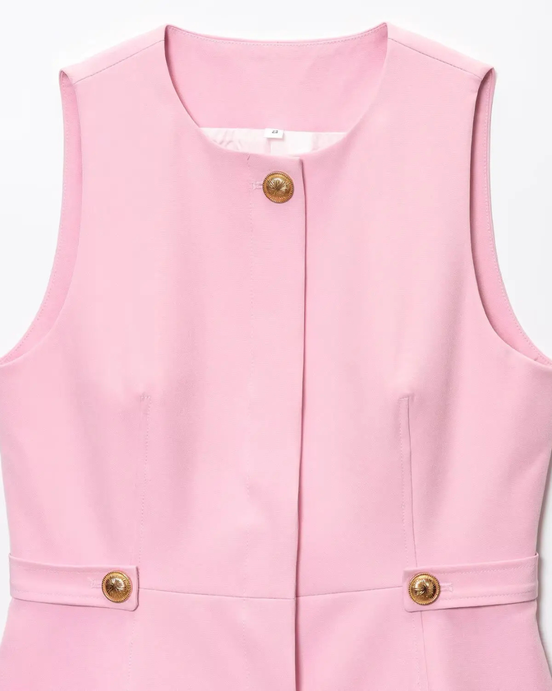 Roze Set met Mouwloos Vest en Hoge Taille Broek voor Dames