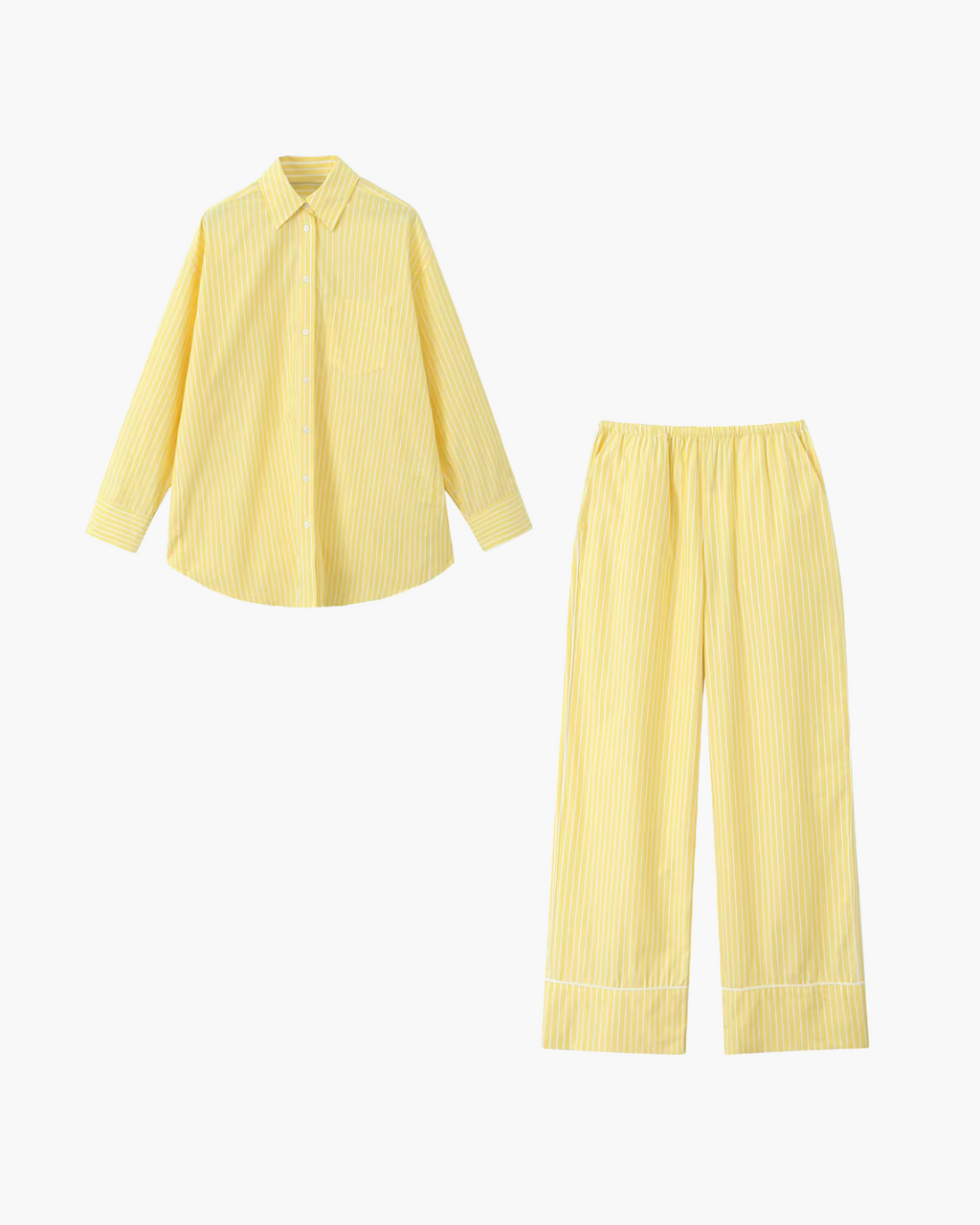 Gele Linnen Blouse en Broek Set voor Dames