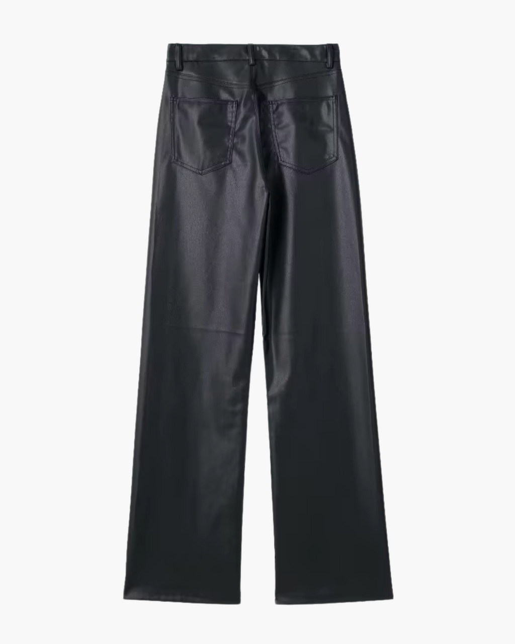 Hoge Taille Kunstleren Broek met Wijde Pijpen voor Dames