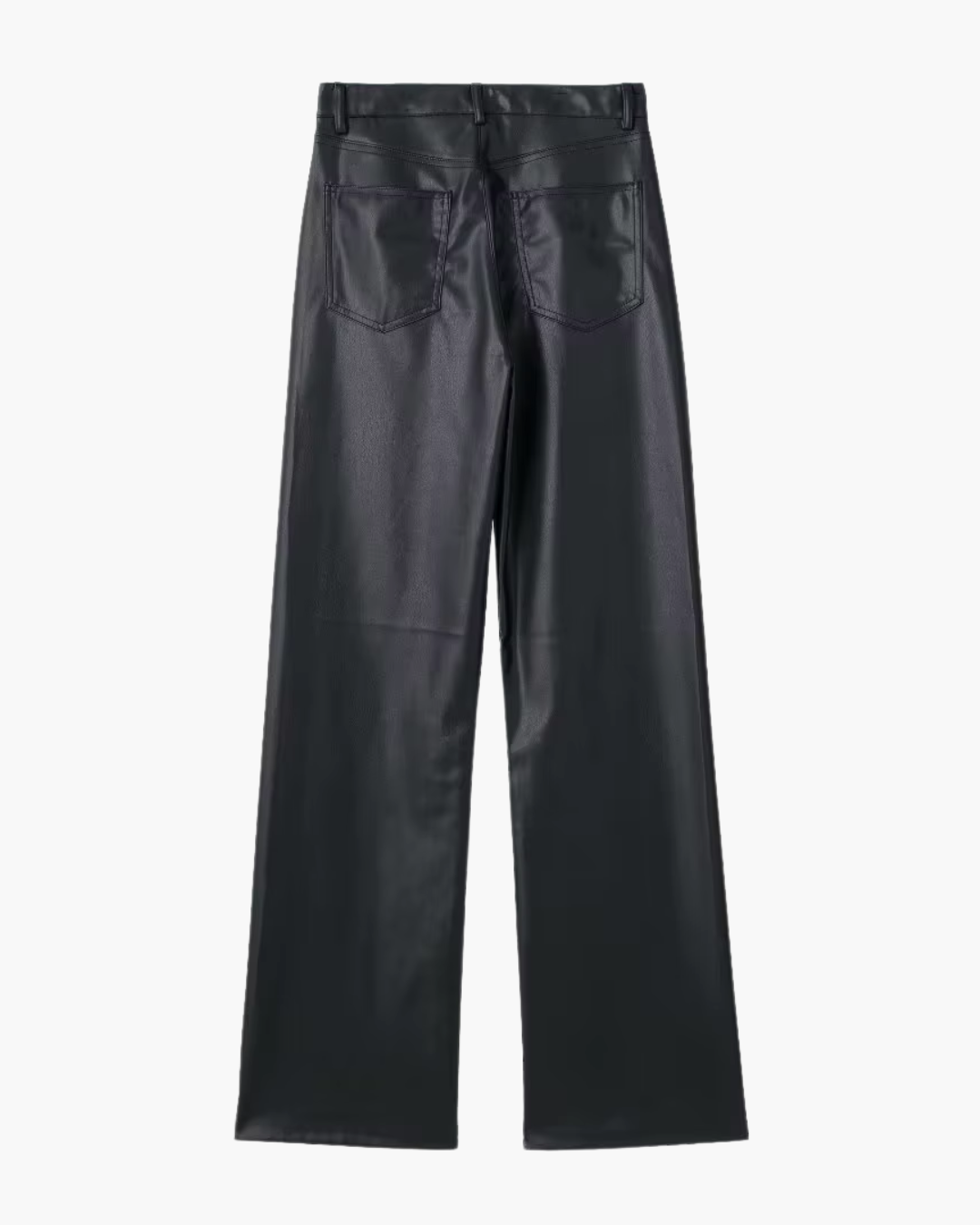 Hoge Taille Kunstleren Broek met Wijde Pijpen voor Dames