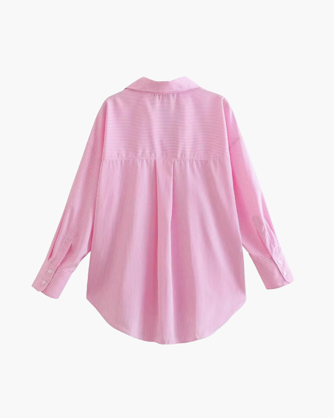 Roze Gestreepte Oversized Blouse met Zak voor Dames