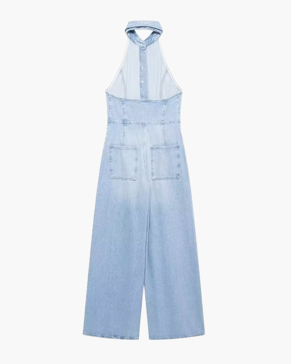 Stijlvolle Mouwloze Denim Jumpsuit met Wijde Pijpen voor Dames