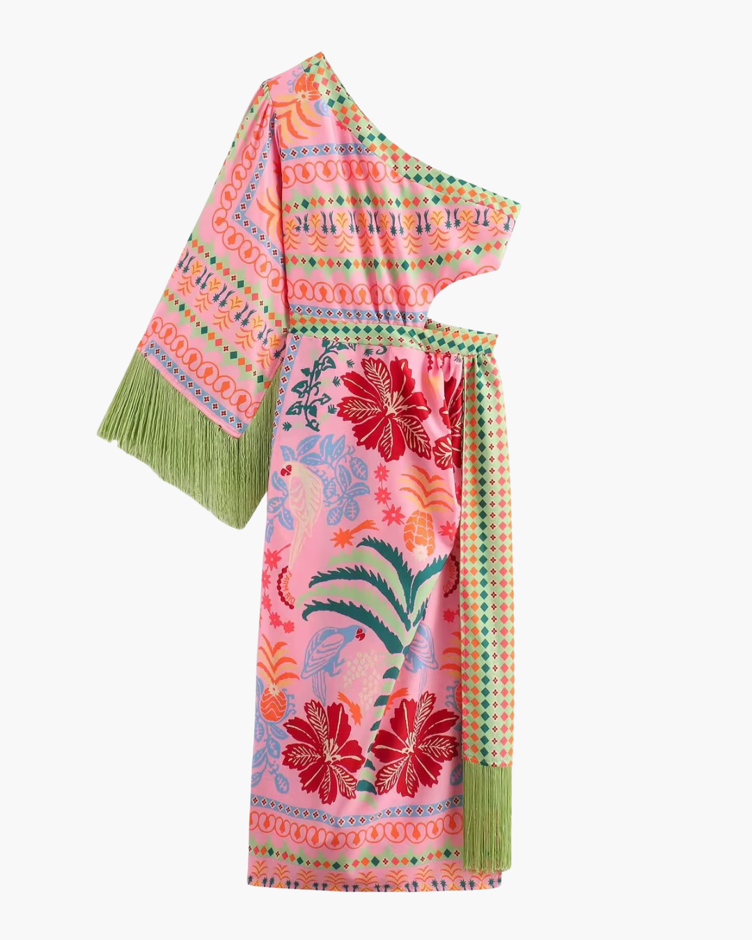 Elegante Zomerjurk met Hellende Schouder en Kwastjes voor Dames