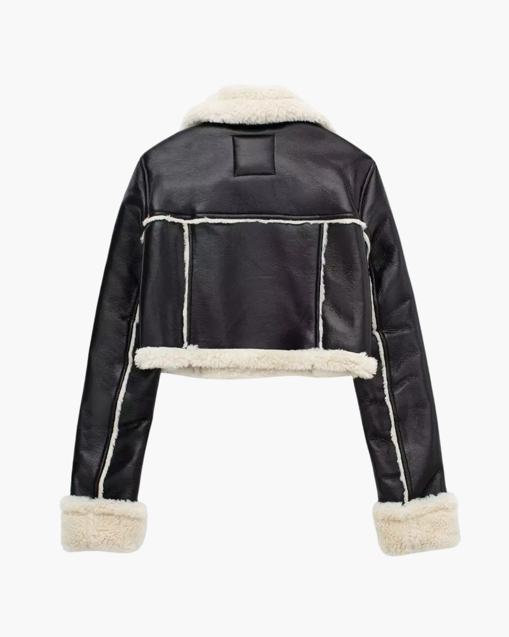 Vintage Kunstleren Jas met Revers en Lange Mouwen voor Dames