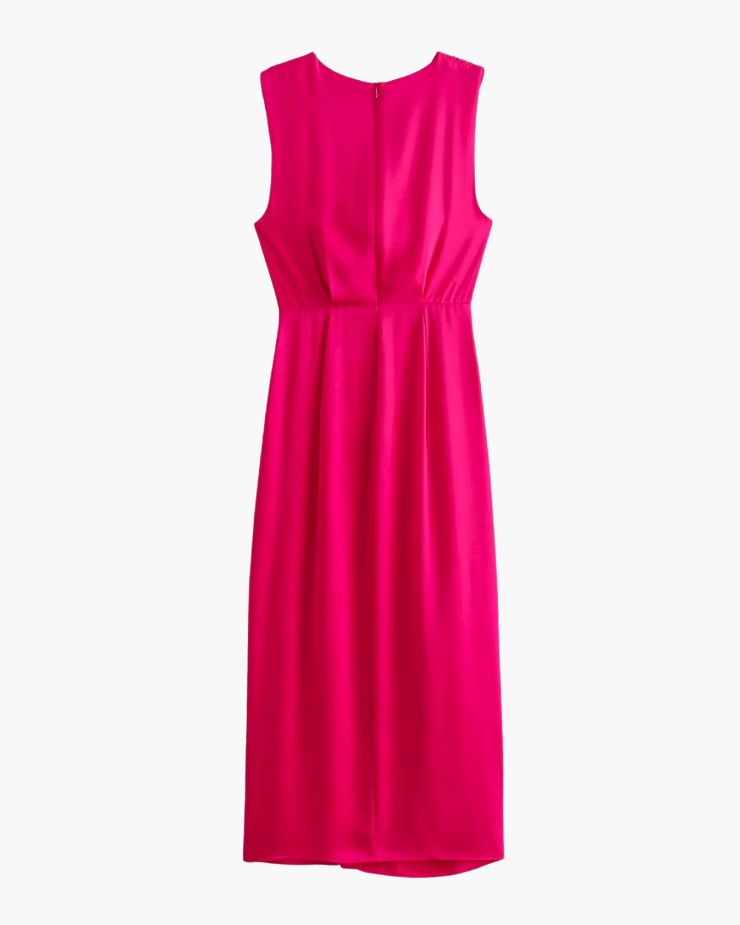 Satijnen Mouwloze Jurk met Ruches en Split voor Dames