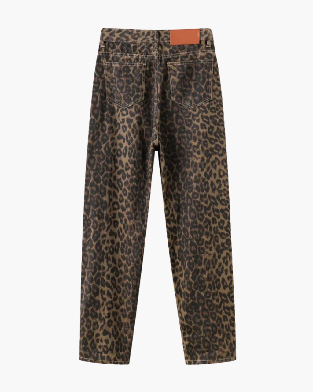 Panterprint Spijkerbroek met Rechte Pasvorm voor Dames