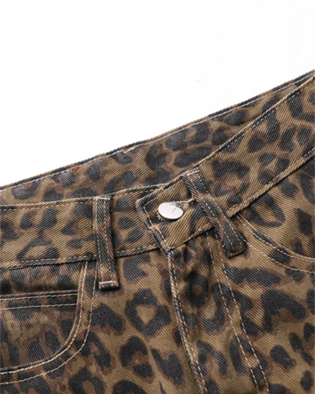 Panterprint Spijkerbroek met Rechte Pasvorm voor Dames
