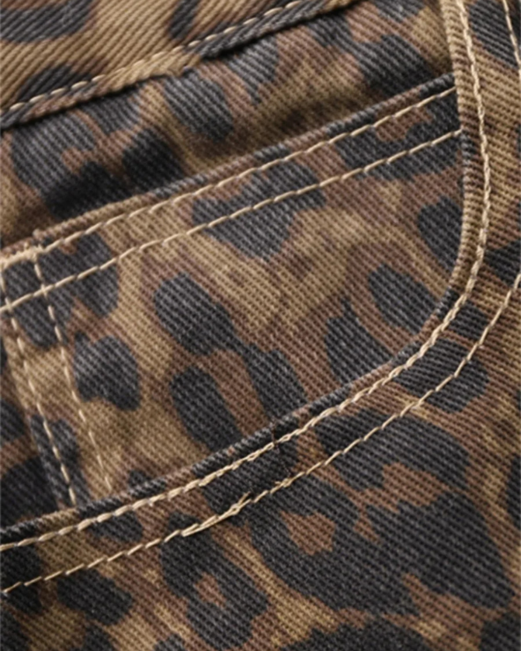 Panterprint Spijkerbroek met Rechte Pasvorm voor Dames