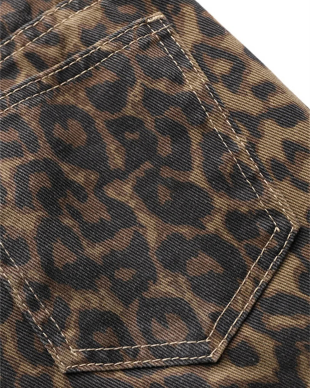 Panterprint Spijkerbroek met Rechte Pasvorm voor Dames