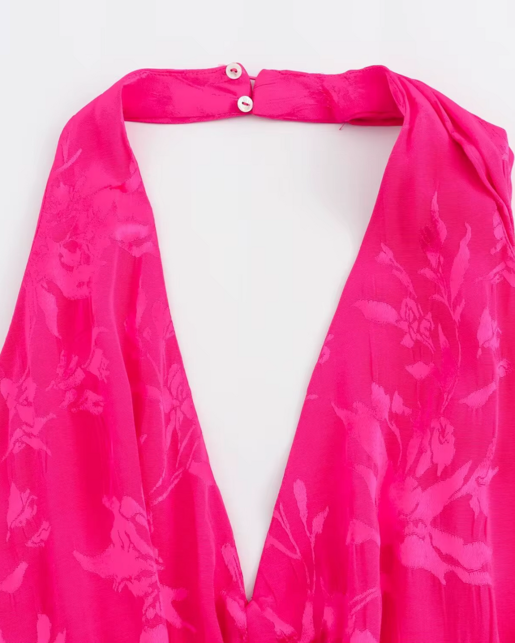 Elegante Satijnen Jacquard Nekjurk Rugloos voor Dames