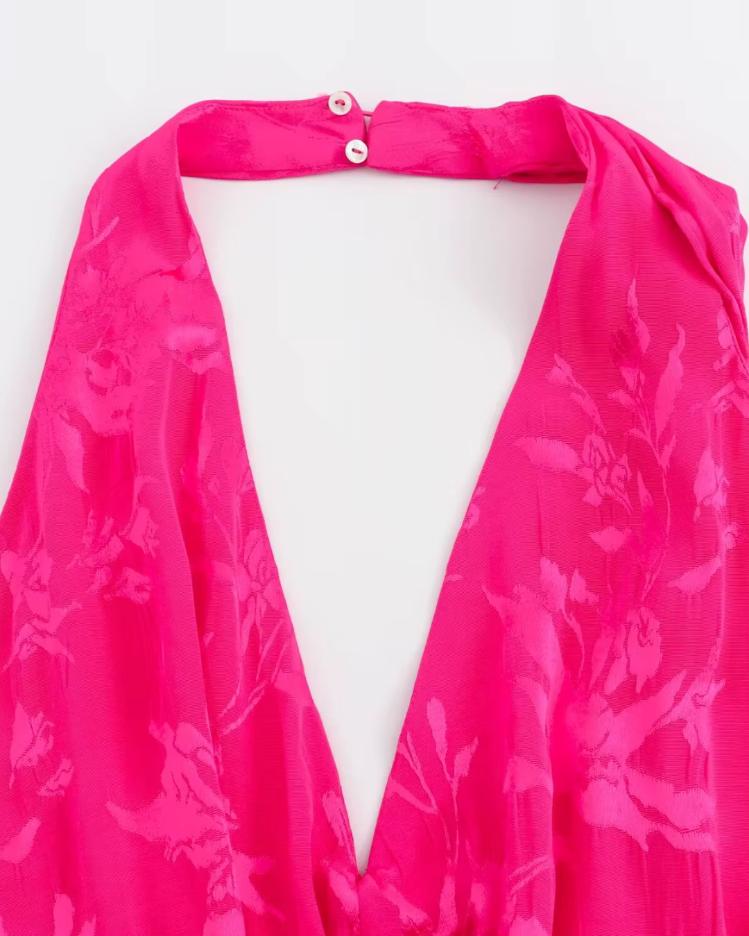 Elegante Satijnen Jacquard Nekjurk Rugloos voor Dames