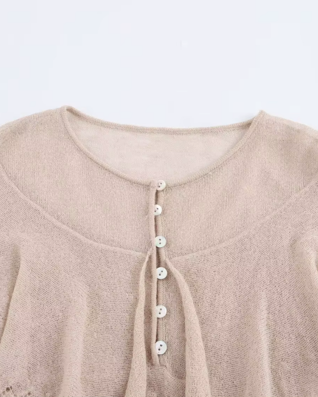 Elegante Warme Trui met O-hals en Knoopdecoratie voor Dames