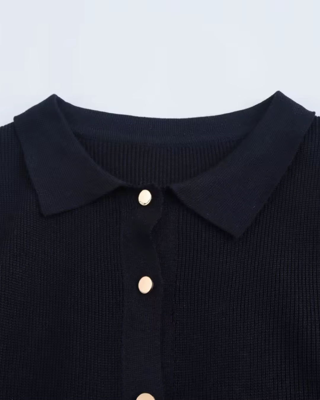 Marine Blauwe Wollen Jurk met Gouden Knopen voor Dames