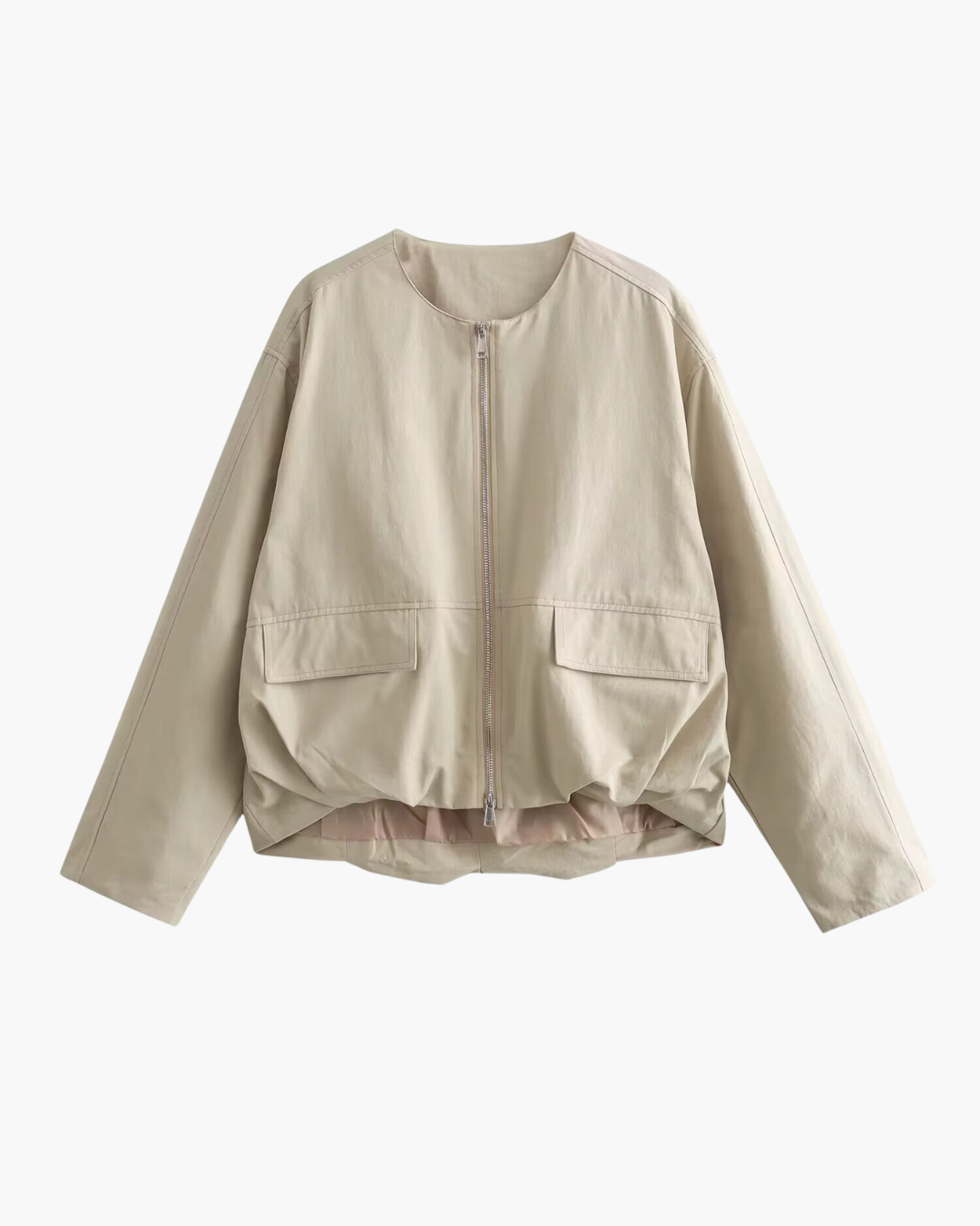 Beige Bomberjack in Koreaanse Stijl voor Dames