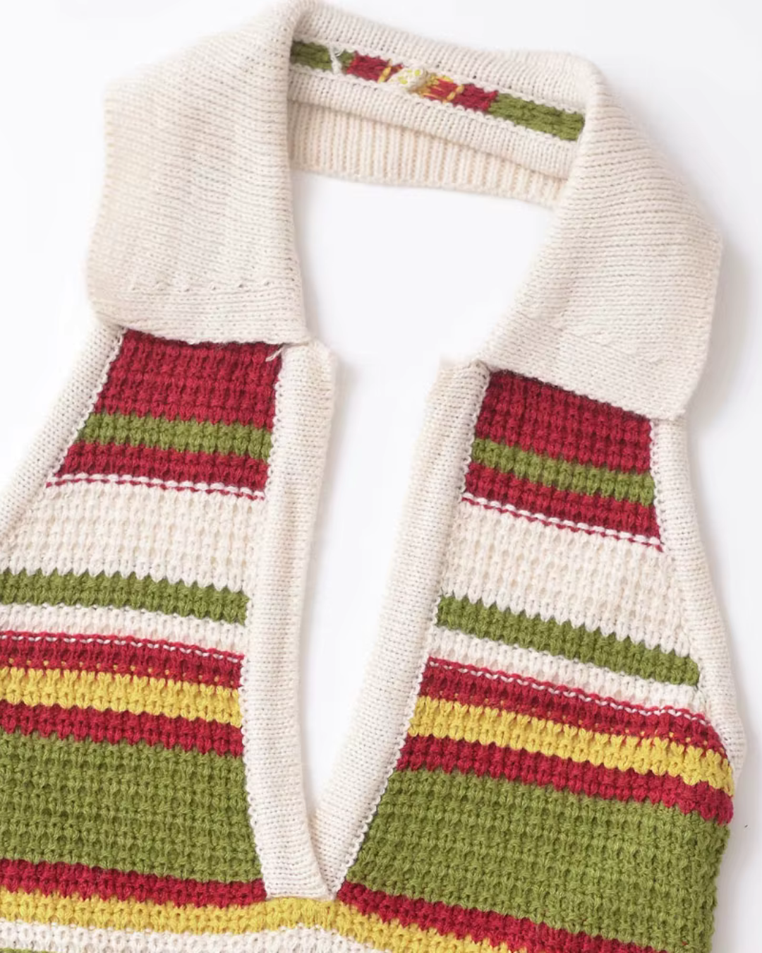 Gestreepte Gehaakte Rugloze Mini-Jurk voor Dames