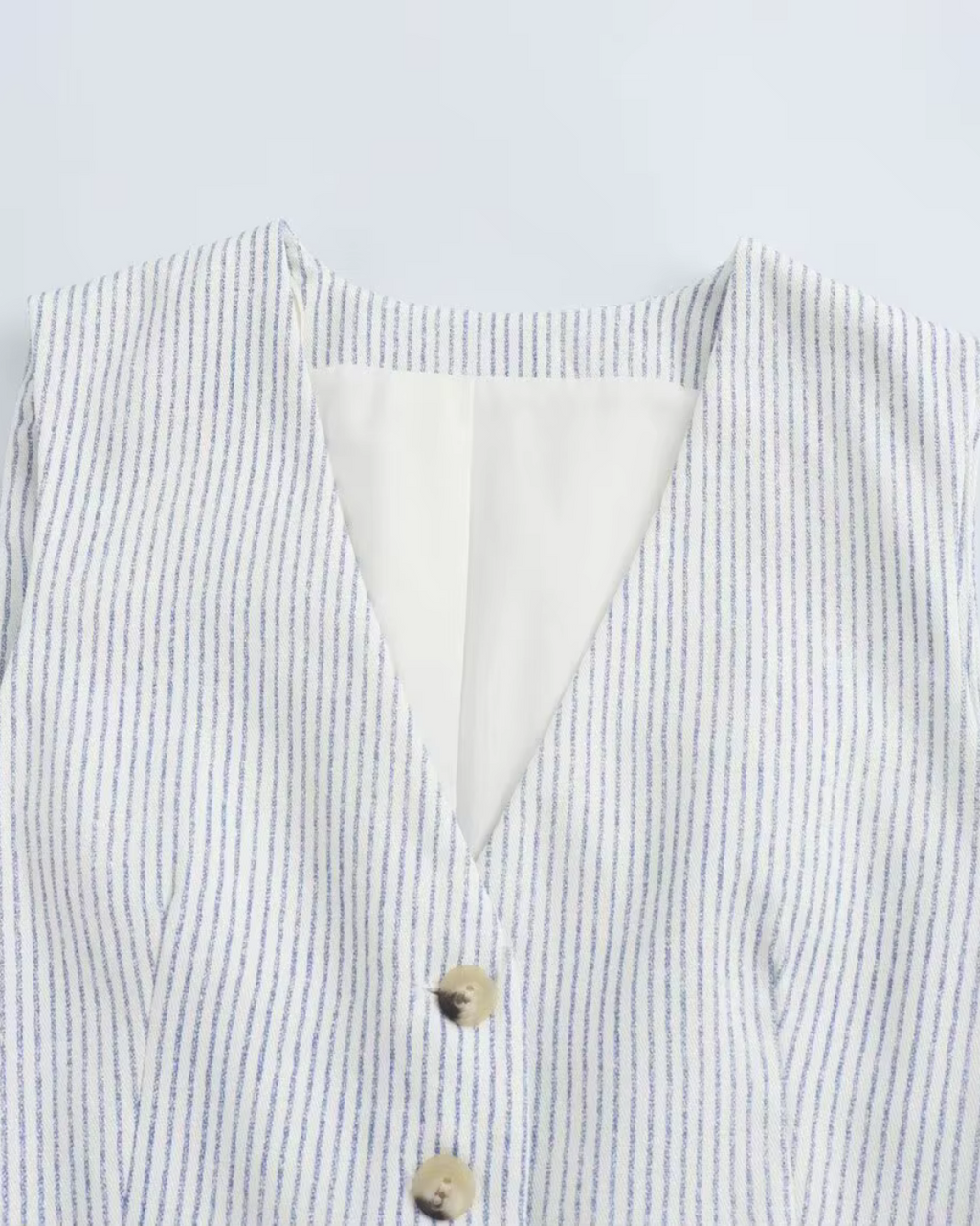 Gestreept Kort Vest met V-Hals Voor Dames