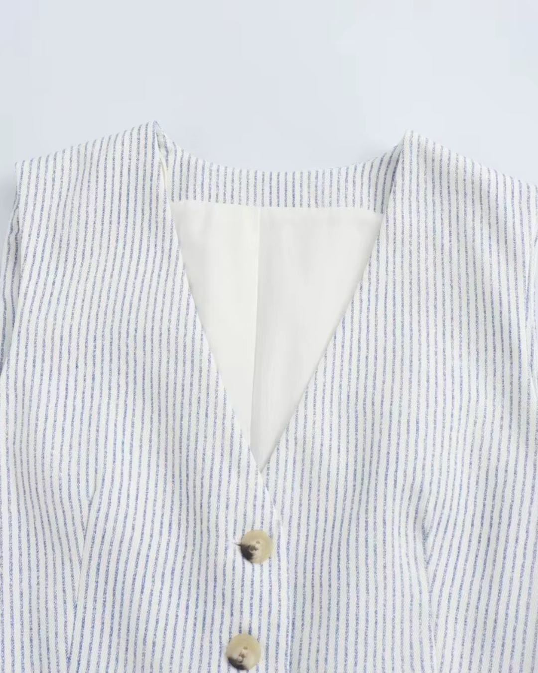 Gestreept Kort Vest met V-Hals Voor Dames