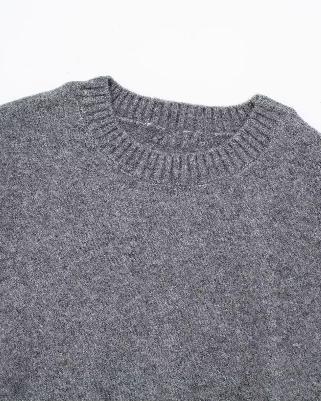 Oversized Gebreide Trui Dames – Grijze O-hals Jumper met Lange Mouw