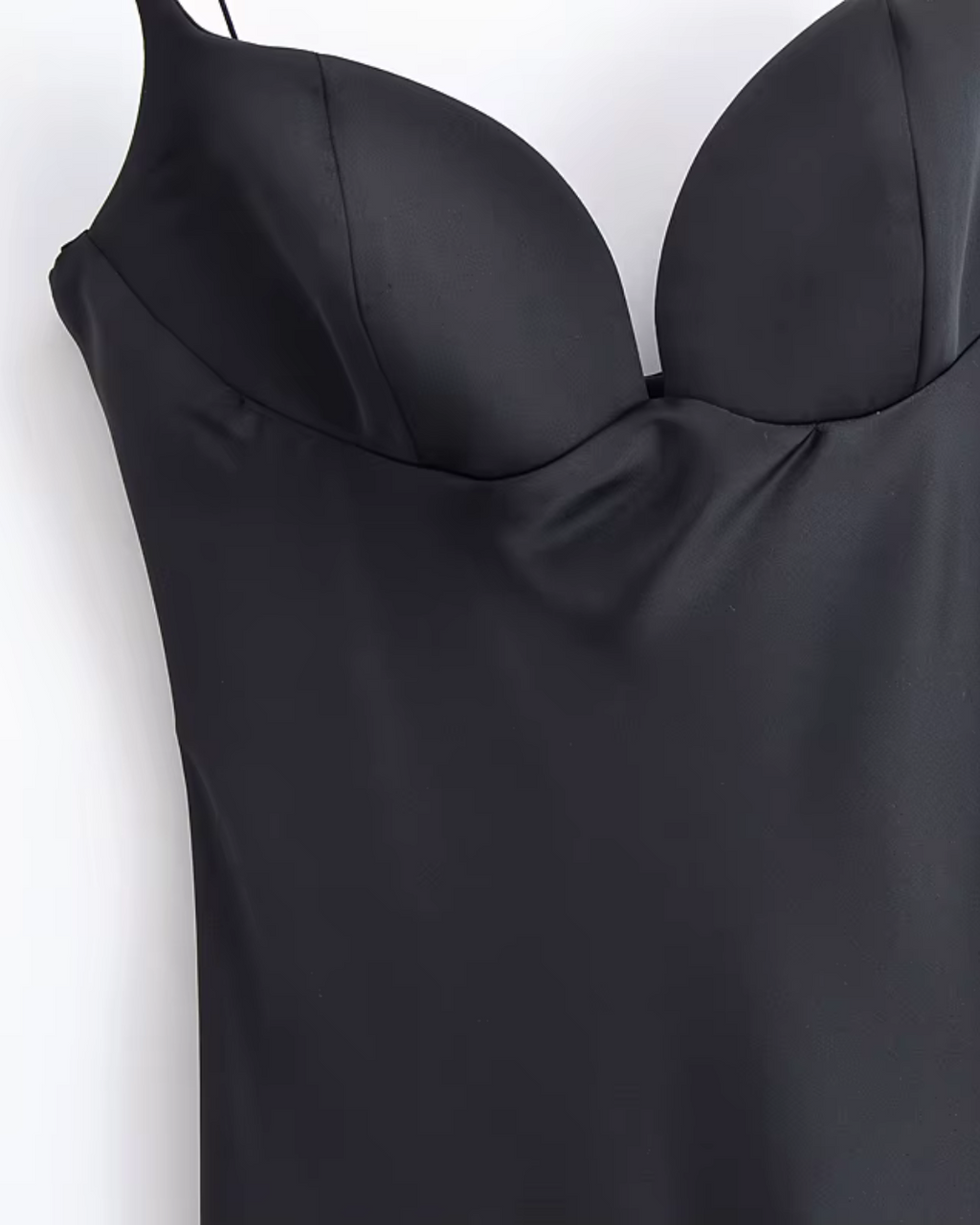 Zwarte Satijnen Jarretel Jurk voor Dames