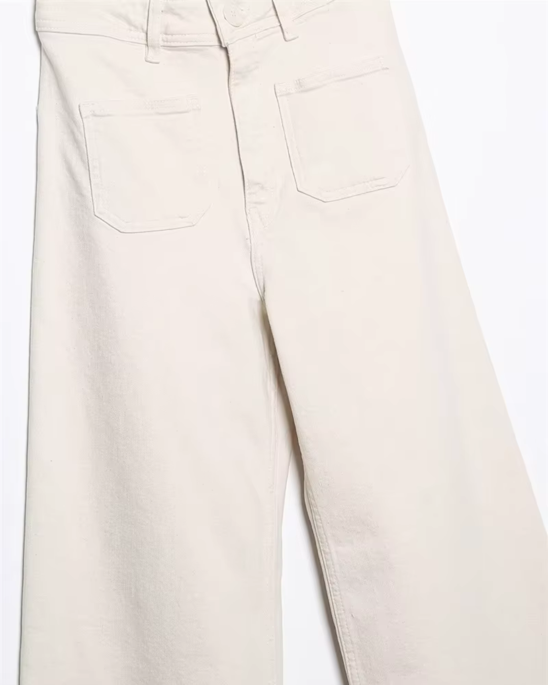 Witte Hoge Taille Wijde Pijpen Jeans voor Dames