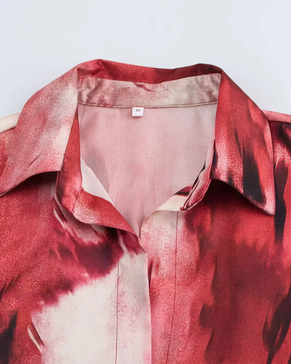 Rode Print Jurk met Sjerp en Kraag voor Dames