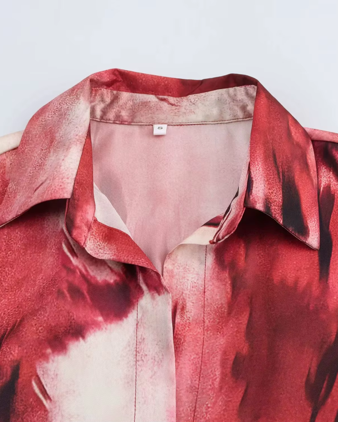 Rode Print Jurk met Sjerp en Kraag voor Dames