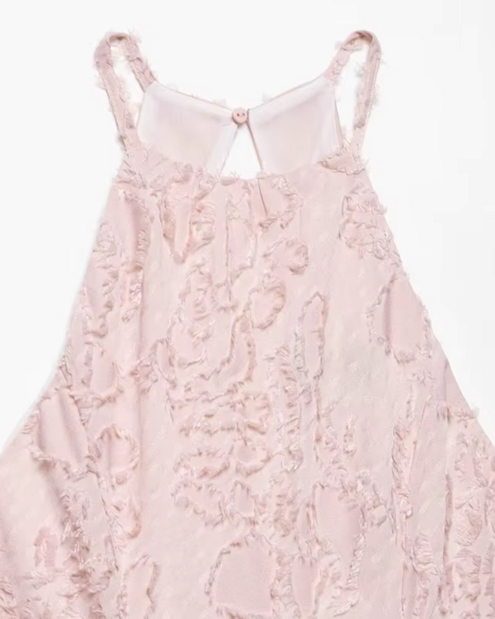 Getextureerde Halter Maxi-Jurk met Open Rug voor Dames