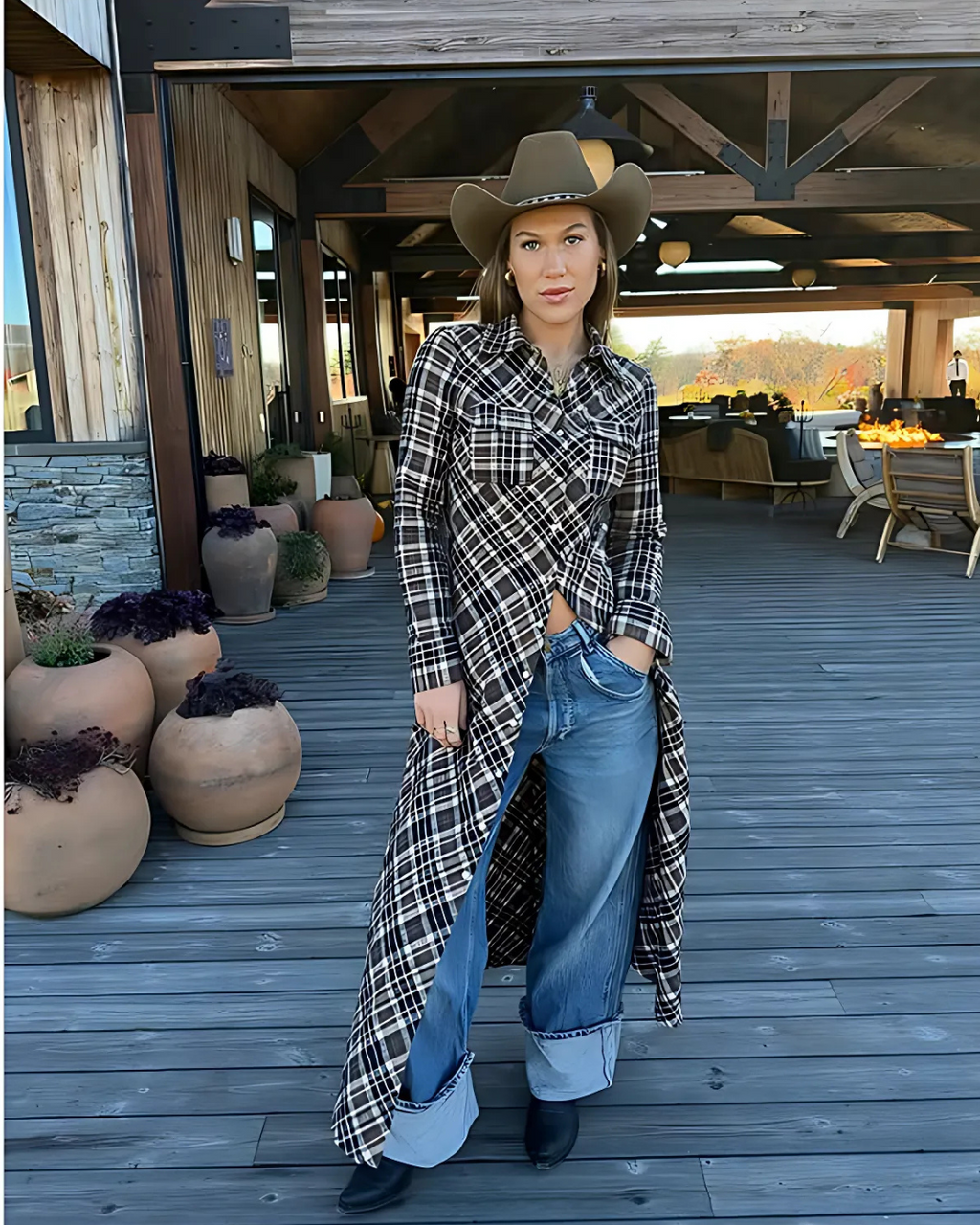 Klassieke Elegante Geruite Midi Jurk voor Dames