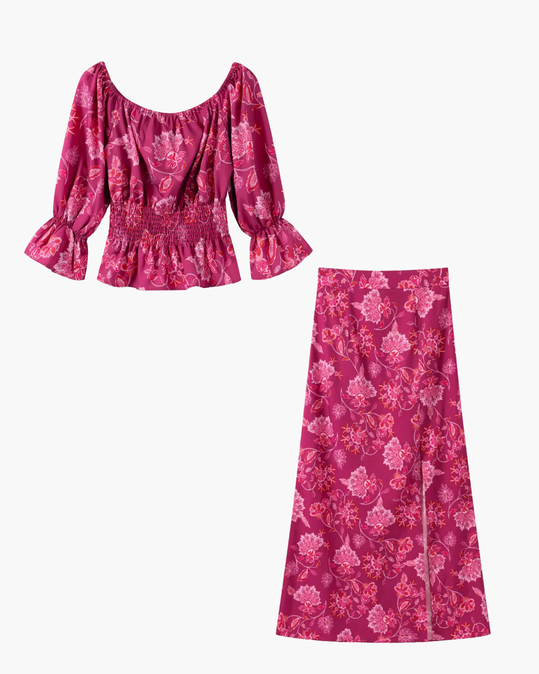 Elegante Paarse One Shoulder Top en Split Rok voor Dames