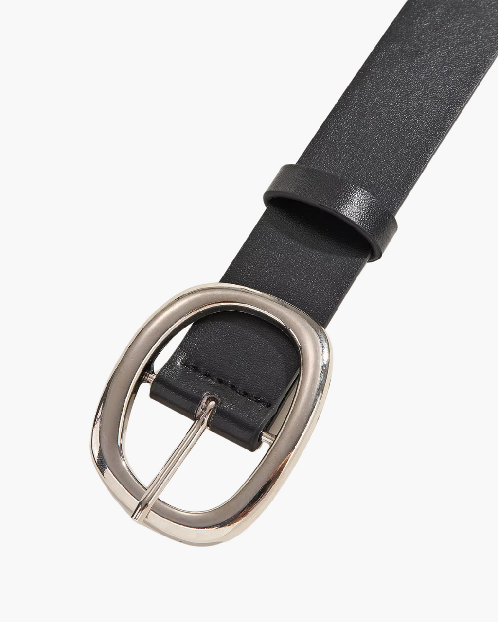 Zwarte Verstelbare Riem met Zilveren Ovale Gesp voor Dames