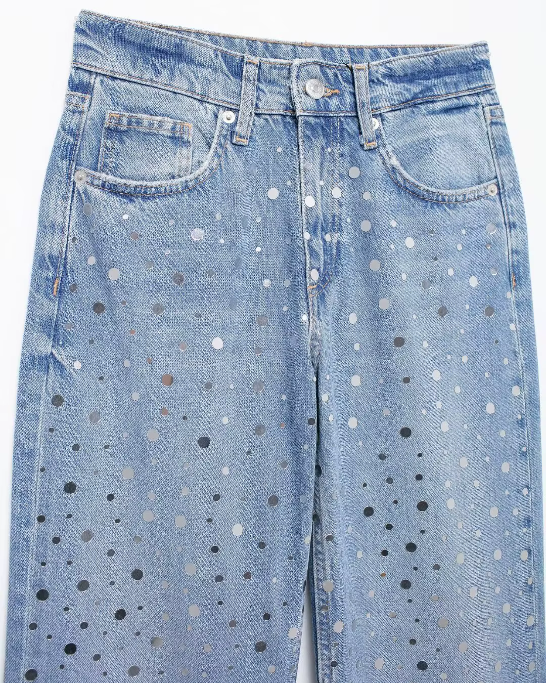 Elegante Wijde Jeans met Pailletten voor Dames