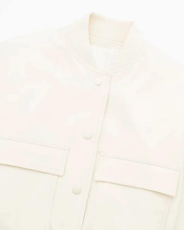 Elegante Witte Bomberjack met Lange Mouwen voor Dames