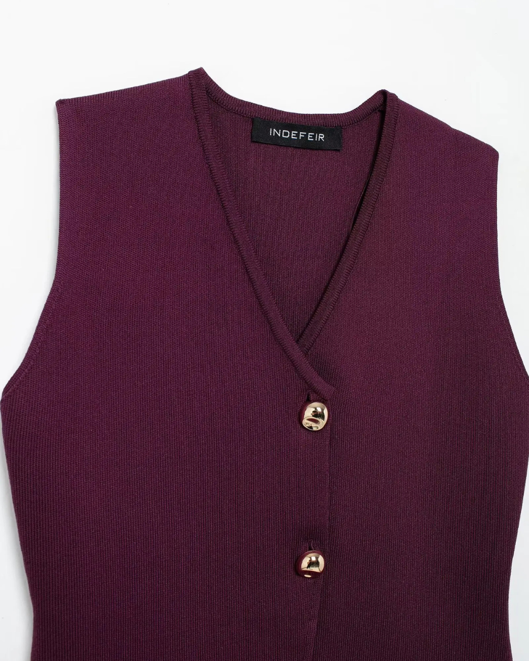 Bordeaux Rode Set met V-hals Vest en Hoge Taille Rok voor Dames