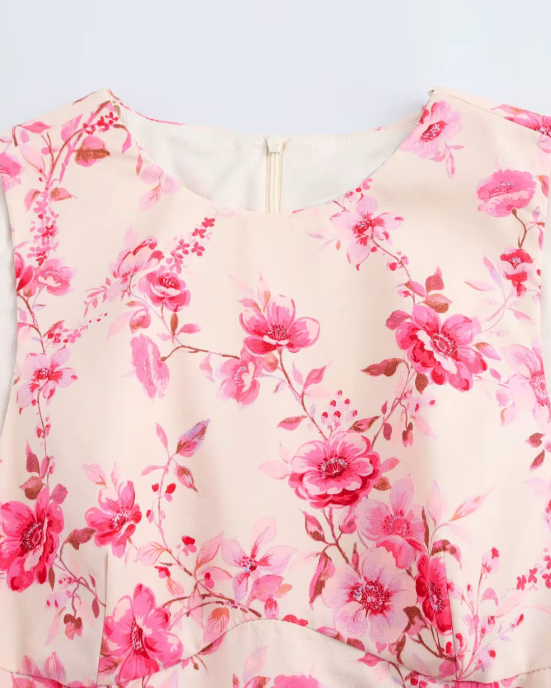 Chique Bloemenprint Mini Jurk met Ronde Kraag voor Dames