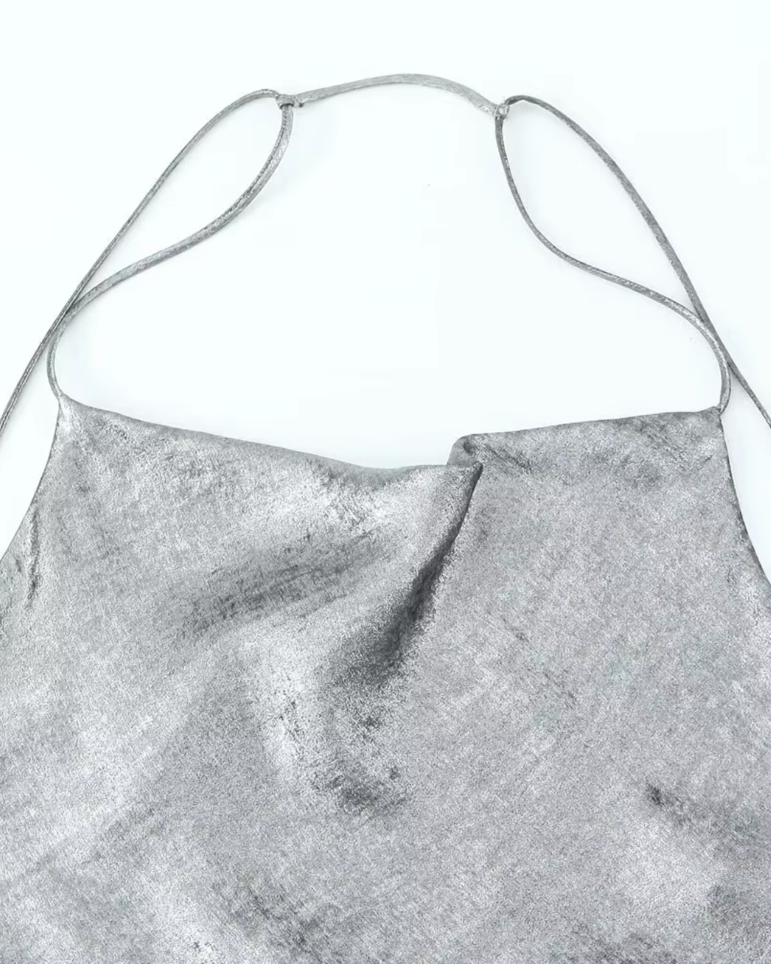 Zilveren Satijnen Jurk met Open Rug voor Dames