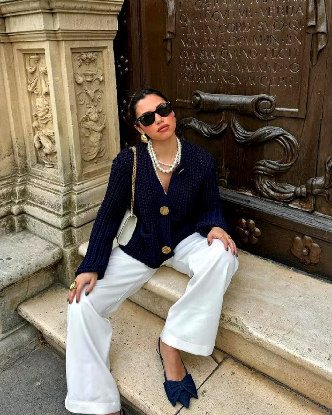 Elegante Gebreide Donkerblauwe Vest voor Dames