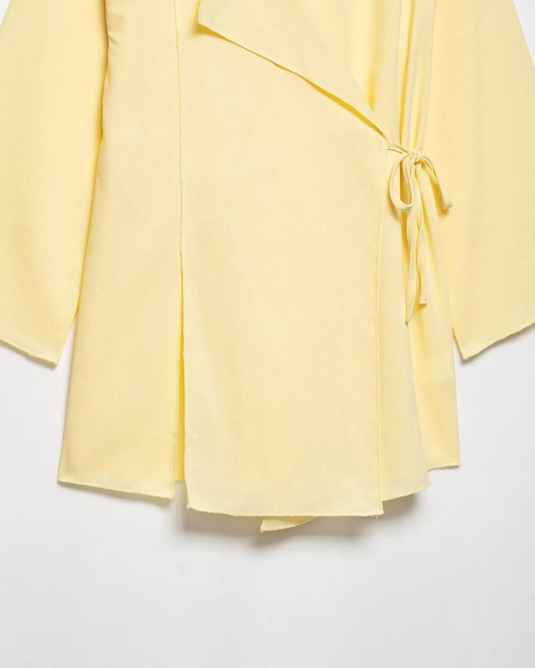 Linnen 2-Delige Set - Kimono Stijl Lace-Up Top & Wijde Broek voor Dames