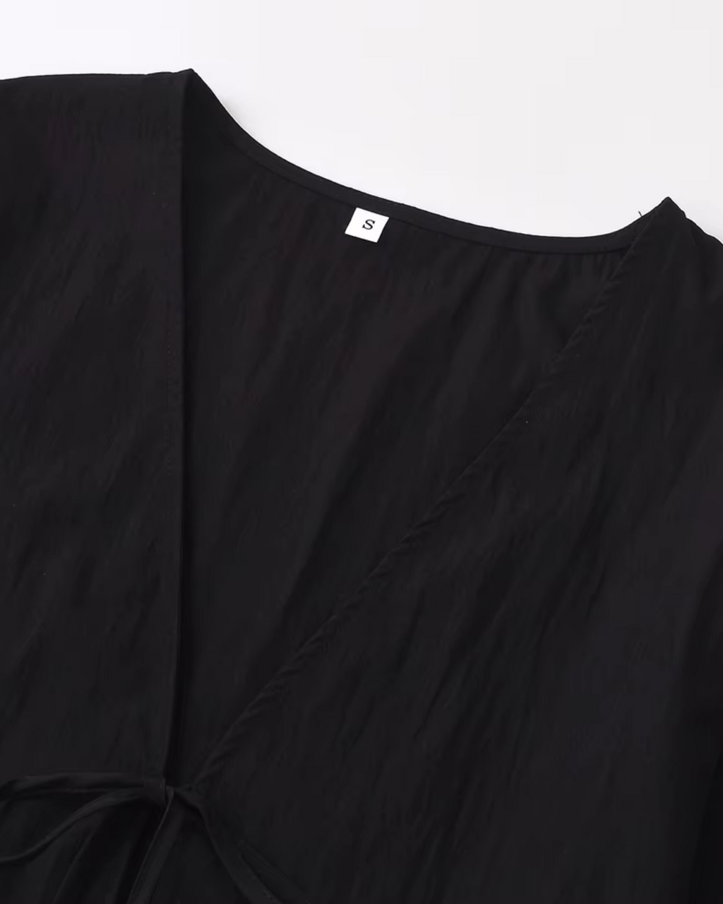 Chique V-Hals Gebonden Zwarte Cropped Blouse voor Dames