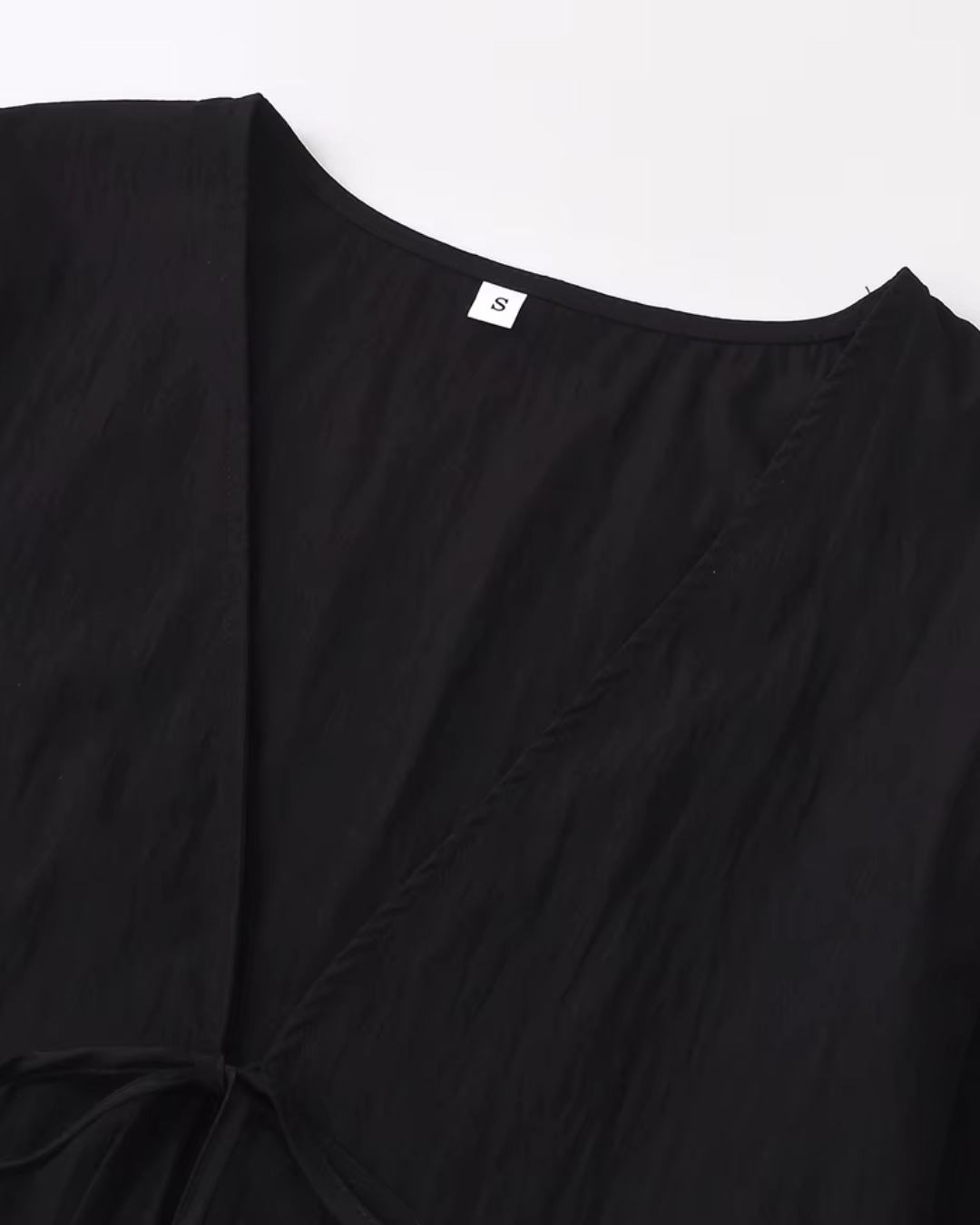 Chique V-Hals Gebonden Zwarte Cropped Blouse voor Dames