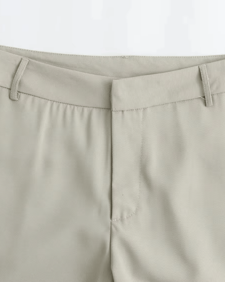Vintage Beige Casual Pantalon met Hoge Taille voor Dames